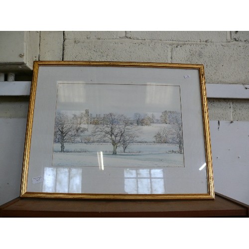 164 - A FRAMED AND GLAZED WATERCOLOUR OF SHUTTLEWORTH COLLEGE BEDFORDSHIRE, BY CHARLOTTE DAY