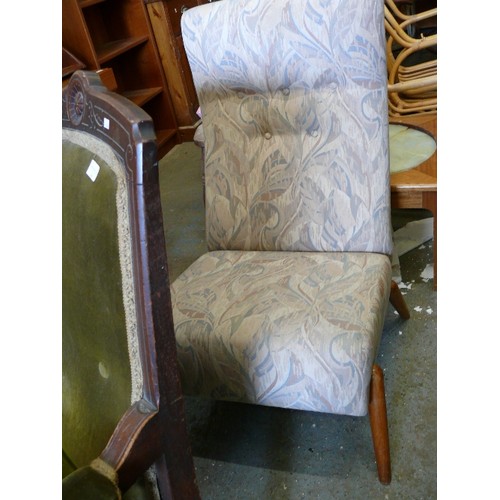 405 - MID CENTURY HIGH BACK CHAIR WITH TEAK LEGS