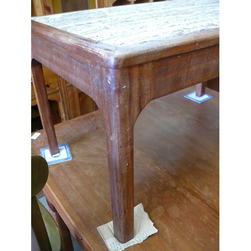 399 - MID CENTURY TEAK AND STONE TOPPED COFFEE TABLE