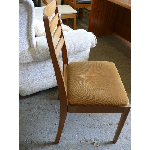 412 - SET OF 6 TEAK DANISH LADDERBACK CHAIRS WITH UPHOLSTERED SEATS