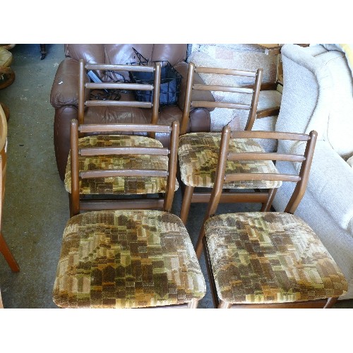 413 - SET OF 4 MID CENTURY TEAK CHAIRS   BY SCANDART LTD, EXCELLENT CONDITION