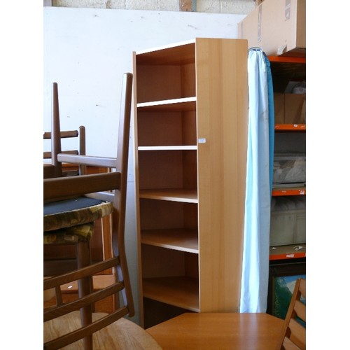 414 - IKEA CORNER BOOKCASE IN BEECH, APPROX 7FT