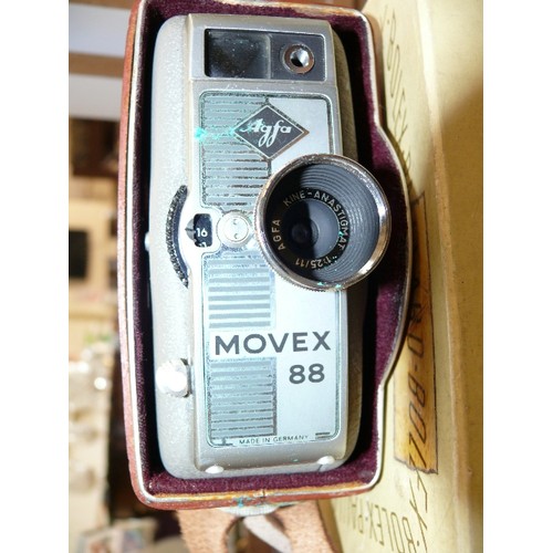 436 - BOLEX CS CAMERA IN ORIGINAL BOX WITH MANUAL PLUS A MOVEX 88 'AGFA'   CINE CAMERA.