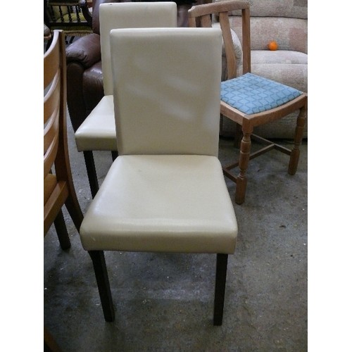 426 - 4 HIGHBACK CHAIRS IN CREAM WITH WOODEN LEGS