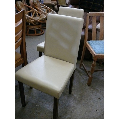 426 - 4 HIGHBACK CHAIRS IN CREAM WITH WOODEN LEGS