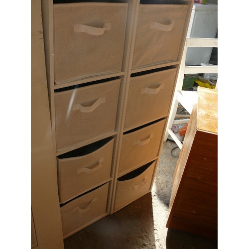 427 - 2 X WHITE STORAGE TOWER WITH 4 FABRIC DRAWERS