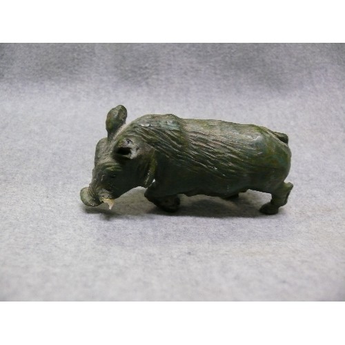 9 - SMALL GREEN STONE CARVED  WILD BOAR