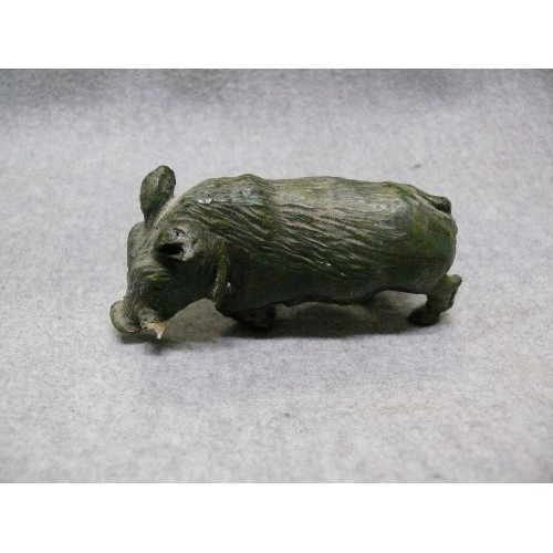 9 - SMALL GREEN STONE CARVED  WILD BOAR