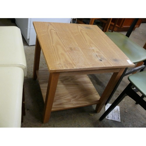 461 - SMALL SQUARE WOODEN COFFEE TABLE WITH SHELF UNDERNEATH