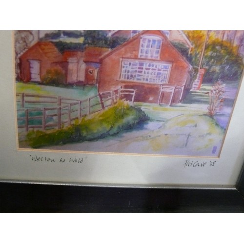 115 - A FRAMED AND GLAZED PRINT OF 'WELTON LE WOLD' BY PAT CAVE '08