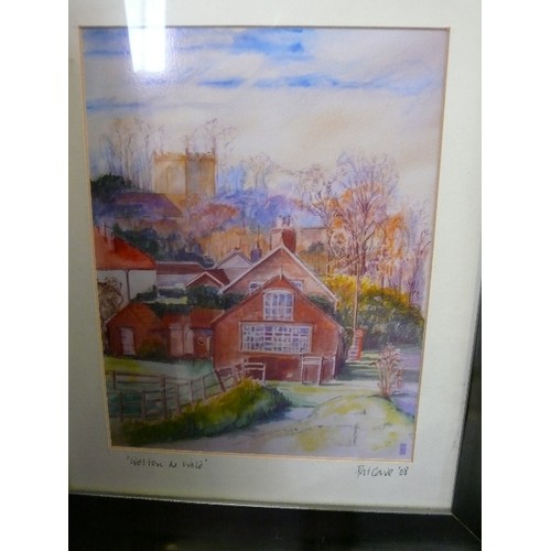 115 - A FRAMED AND GLAZED PRINT OF 'WELTON LE WOLD' BY PAT CAVE '08