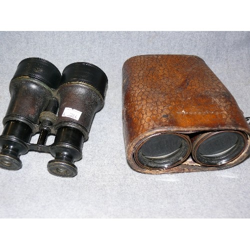 146 - SNAKESKIN BINOCULARS WITH SNAKESKIN CASE PLUS A FURTHER PAIR OF VINTAGE BINOCULARS