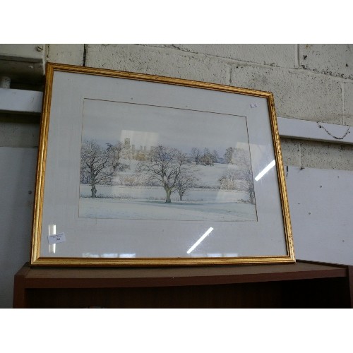 164 - A FRAMED AND GLAZED WATERCOLOUR OF SHUTTLEWORTH COLLEGE BEDFORDSHIRE, BY CHARLOTTE DAY