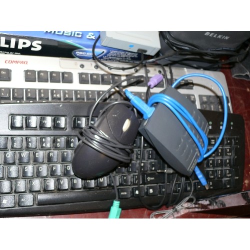 280 - A PHILLIPS PSC 604 SOUNDCARD PLUS A SELECTION OF KEYBOARDS, ROUTERS AND OTHER RELATED ITEMS