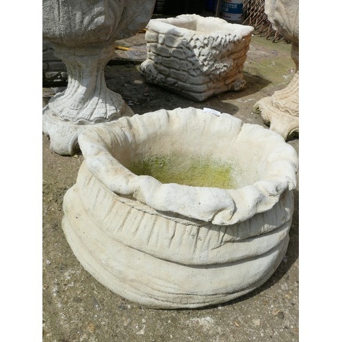 306 - A QUALITY STONE EFFECT CONCRETE SACK PLANTER