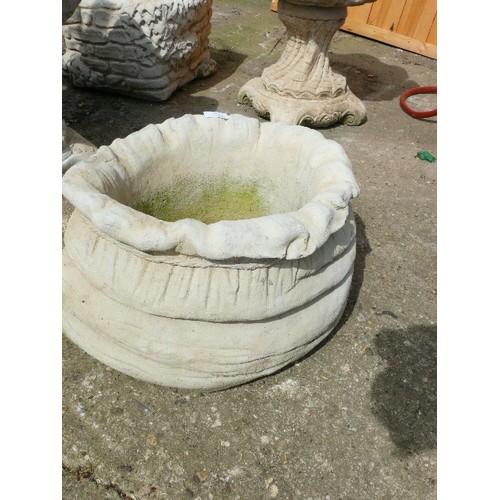 306 - A QUALITY STONE EFFECT CONCRETE SACK PLANTER