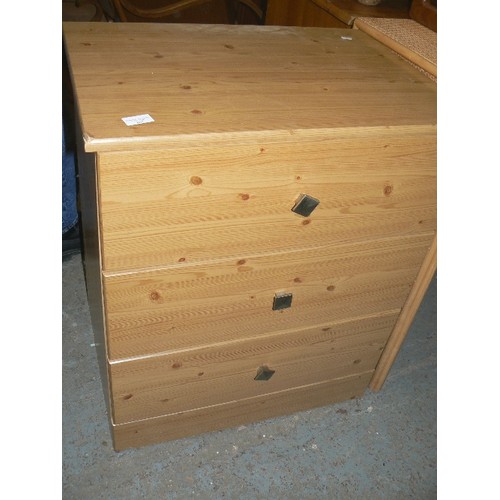 367 - CHEST OF THREE DRAWERS, PINE VENEER