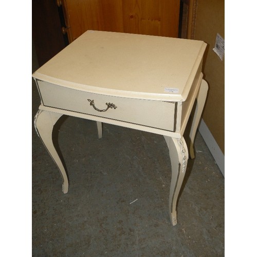 370 - FRENCH STYLE BEDSIDE/SIDE TABLE WITH ONE DRAWER, CREAM