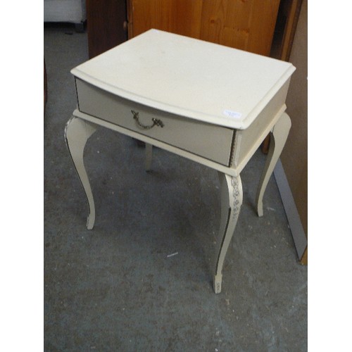 370 - FRENCH STYLE BEDSIDE/SIDE TABLE WITH ONE DRAWER, CREAM