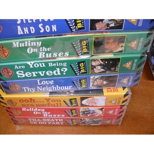 447 - 32 X VHS TAPES INCLUDING - ON THE BUSES, LOVE THY NEIGBOUR, STEPTOE AND SON, UP POMPEII, LIKELY LADS... 