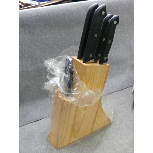 93 - 7 PIECE  KNIFE SET WITH WOODEN LOCK, BOXED AND NEW