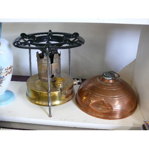 94 - BRASS PARAFIN STOVE AND COPPER  WATER BOTTLE BY  WAFAX  REG DESIGN No 849839