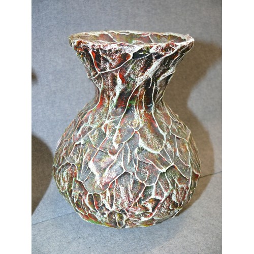 86 - MARBLED GLASS VASE  AND A STUDIO POTTERY VASE