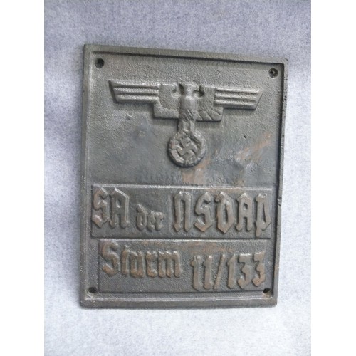 87 - NATIONAL SOCIALIST PARTY PLAQUE, NAZI