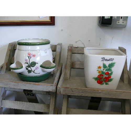 103 - 5 X HERB  POT AND  TOMATO POTS  BY BAKKER, NEW AND BOXED