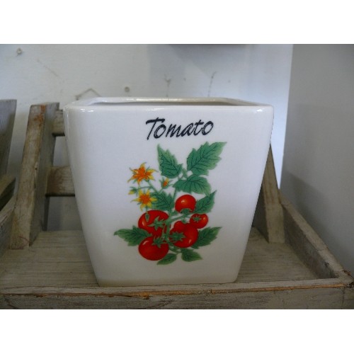 103 - 5 X HERB  POT AND  TOMATO POTS  BY BAKKER, NEW AND BOXED