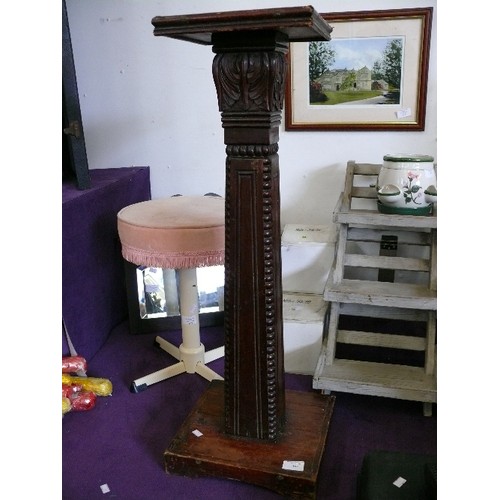 104 - ANTIQUE HIGHLY CARVED WOOD  TORCHIERE