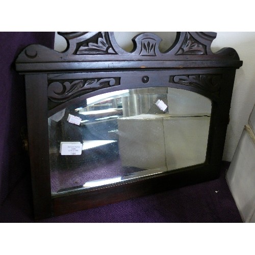 108 - SMALL BEVEL EDGED MIRROR IN CARVED WOODEN FRAME