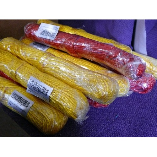 132 - 13 BRAND NEW PACKS OF ROPE/CORD, RED OR YELLOW