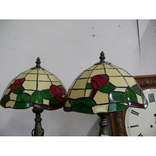 156 - A PAIR OF DECORATIVE TABLE LAMPS WITH TIFFANY STYLE SHADES