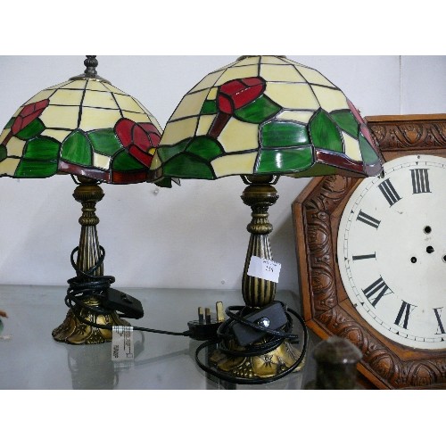 156 - A PAIR OF DECORATIVE TABLE LAMPS WITH TIFFANY STYLE SHADES