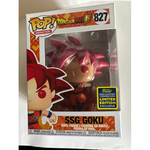 46 - DRAGONBALL FUNKO POPS ANIMATION FIGURE 827 SSG GOKU - 2020 SUMMER CONVENTION LIMITED EDITION EXCLUSI... 