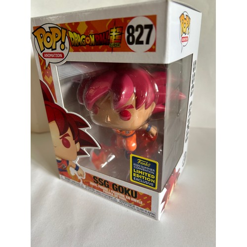 46 - DRAGONBALL FUNKO POPS ANIMATION FIGURE 827 SSG GOKU - 2020 SUMMER CONVENTION LIMITED EDITION EXCLUSI... 