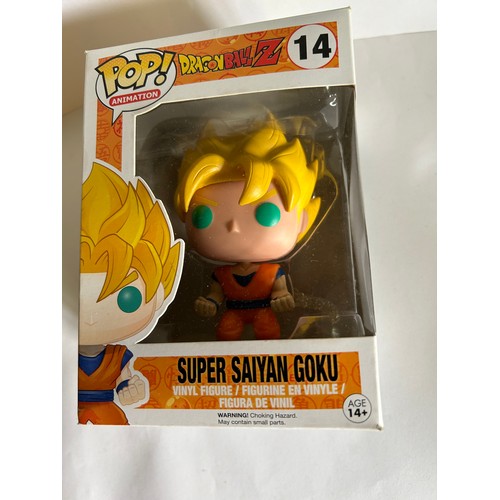 59 - DRAGONBALL FUNKO POPS ANIMATION FIGURE 14 SUPER SAIYAN GOKU -  VERY GOOD CONDITION, BOXED