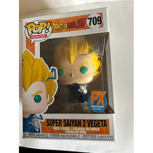 40 - DRAGONBALL FUNKO POPS ANIMATION FIGURE 709 SUPER SAIYAN 2 VEGETA PX PREVIEWS EXCLUSIVE VERY GOOD CON... 