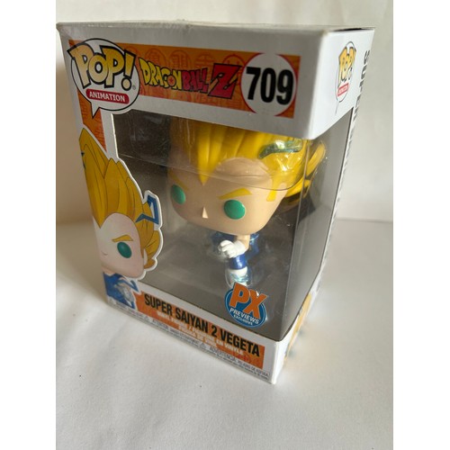 40 - DRAGONBALL FUNKO POPS ANIMATION FIGURE 709 SUPER SAIYAN 2 VEGETA PX PREVIEWS EXCLUSIVE VERY GOOD CON... 