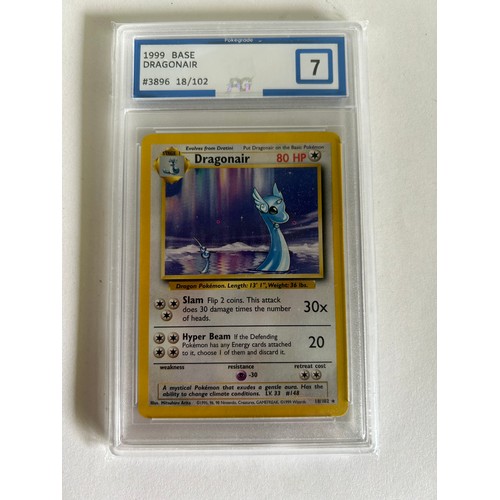 54 - GRADED POKEMON CARD, 1999 BASE SET DRAGONAIR GRADED BY POKOGRADE AS 7 - IN SEALED PLASTIC CASE