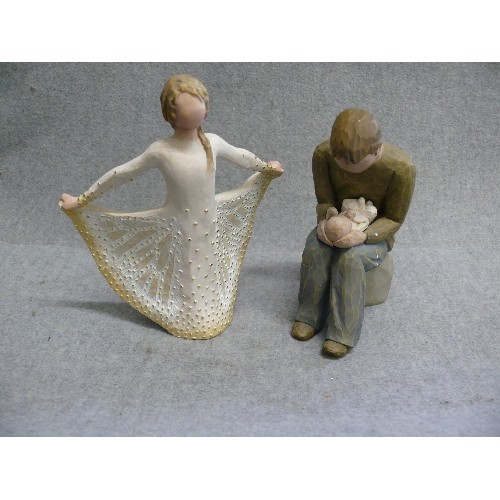 90 - 2 WILLOW TREE ORNAMENTS - NEW DAD AND BUTTERFLY