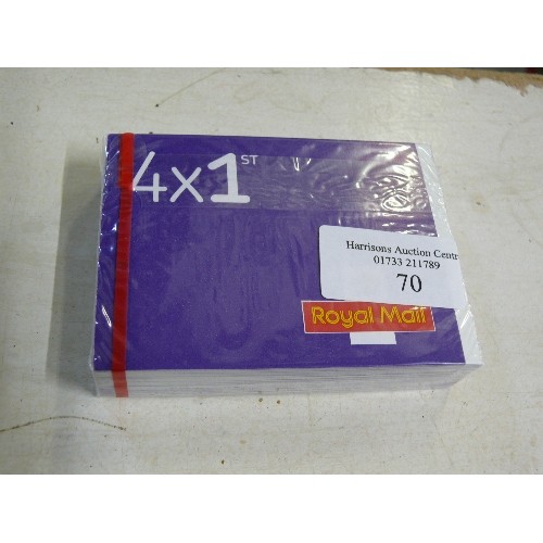 70 - SEALED PACK OF 50 BOOKS OF 4 X 1ST CLASS STAMPS (200 IN TOTAL). RETAIL £270 GUARANTEED GENUINE