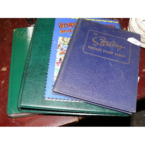 299 - A SELECTION OF STAMP ALBUMS, 1 WITH CONTENTS