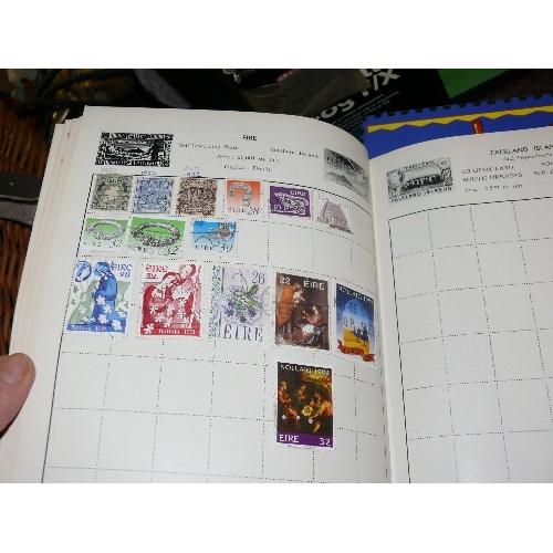 299 - A SELECTION OF STAMP ALBUMS, 1 WITH CONTENTS