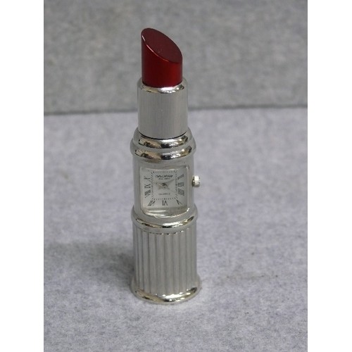 9 - A NOVALTY LIPSTICK TIMEPIECE BY WM WIDDOPP