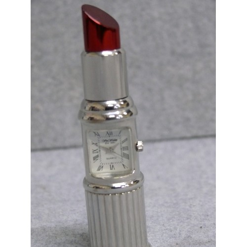 9 - A NOVALTY LIPSTICK TIMEPIECE BY WM WIDDOPP