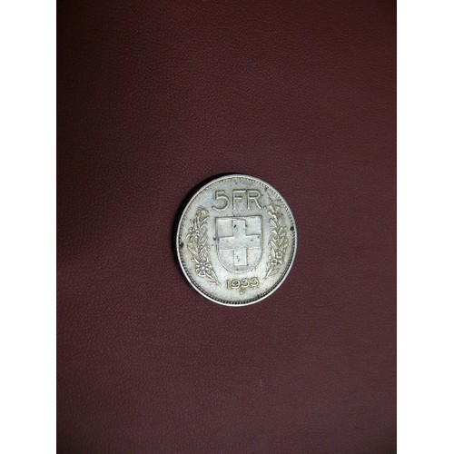 13 - SILVER COIN 5 SWISS FRANCS 1933 V/F