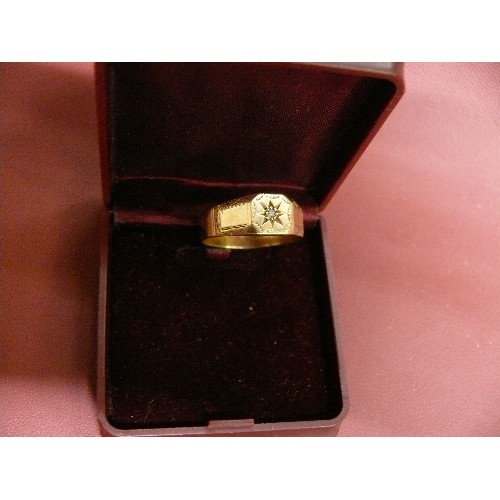 25 - A SOLID 9ct GOLD WITH NICE DIAMOND ABOUT .44ct SIZE Z+ WEIGHT 6.08GR