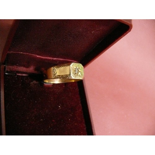 25 - A SOLID 9ct GOLD WITH NICE DIAMOND ABOUT .44ct SIZE Z+ WEIGHT 6.08GR